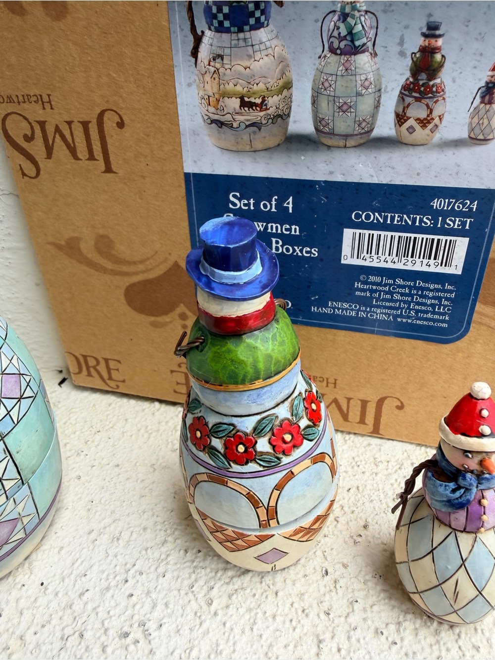 Jim Shore 4017624 Set of 4 Snowmen Nesting Boxes Heartwood Creek 2010 w Box - Picture 12 of 13